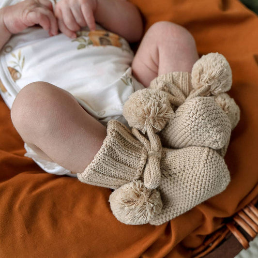 Snuggle Hunny - Hazelnut Organic Cotton Knit Booties