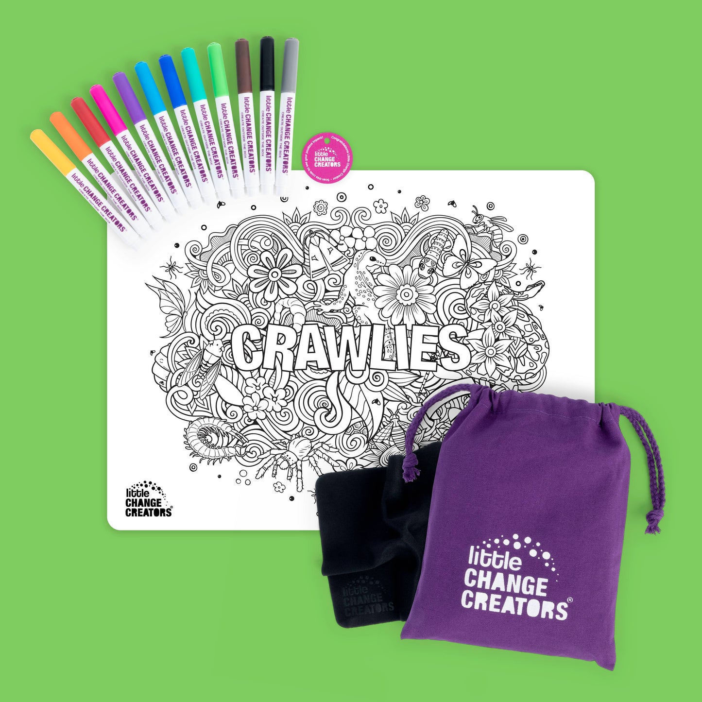 Little Change Creators - CRAWLIES | Re-FUN-able™ Silicone Colouring Placemat