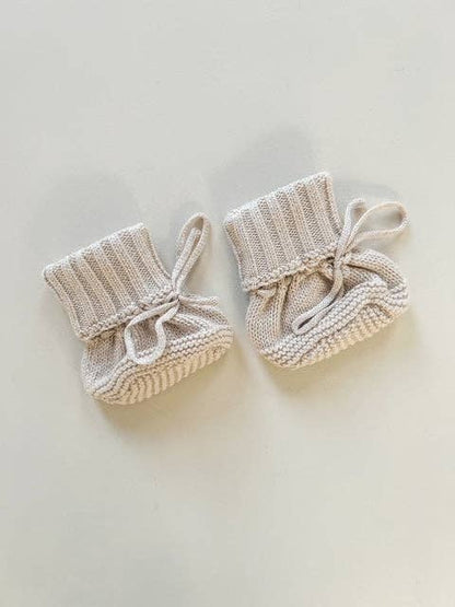 Petite + Co - CUFF NEWBORN LACE BOOTIES - LATTE