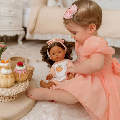 SALLI COLLECTIVE - Peaches & Cream Doll Romper+Bow set🍑 Fits 34-38cm Minikane Gordis, Mini Colettos, Llorens dolls