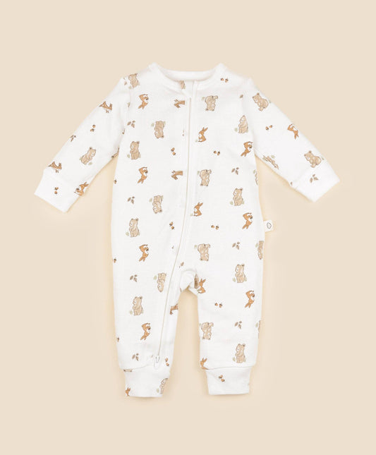 Lūmmi in Colour Babywear - Organic Cotton Growsuit - Bear & Bunny