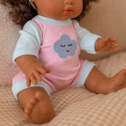 SALLI COLLECTIVE - Dolls Sweet Dreams cloud Romper + Bow set Fits 34-38cm
