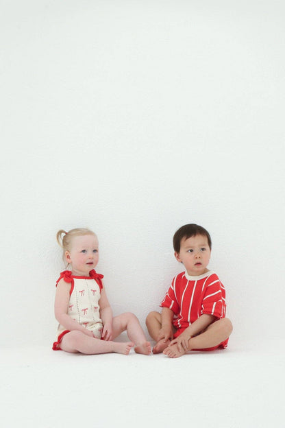 FRECKLES the label - Pre-Order Embroidery Cotton Tie Romper | Bow