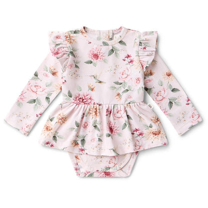 Snuggle Hunny - Birds & Blooms Long Sleeve Organic Dress
