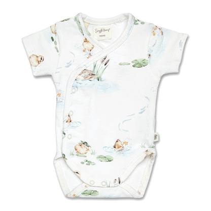 Snuggle Hunny Duck Pond kimono bodysuit flatlay