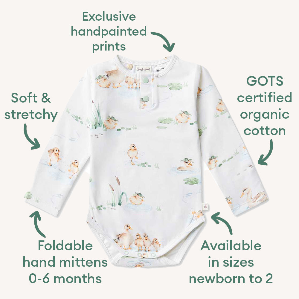Snuggle Hunny Duck Pond Long Sleeve Organic Bodysuit