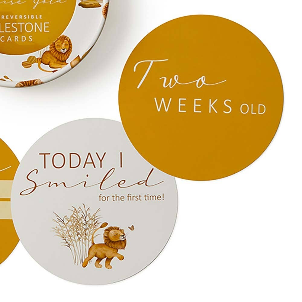 Snuggle Hunny - Lion & Sunrise Gold Reversible Milestone Cards