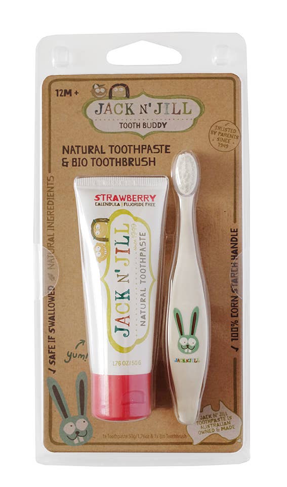 Jack N' Jill Kids - Jack N' Jill Tooth Buddy Pack - Strawberry + Kids Toothbrush