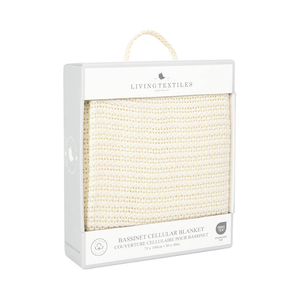 Living Textiles - Bassinet Cotton Cellular Blanket - Natural White