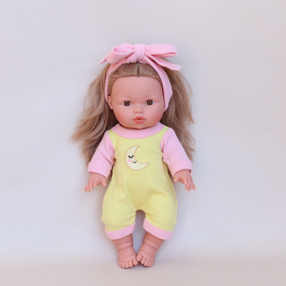SALLI COLLECTIVE - Doll Moonbeam Romper + Bow set - Fits 34-38cm Minikane Gordis, Mini Colettos, Llorens dolls