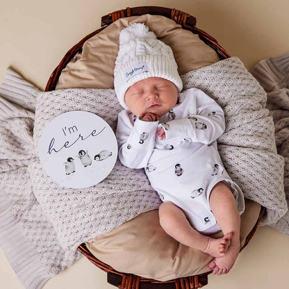Snuggle Hunny - White Organic Baby Knit Beanie