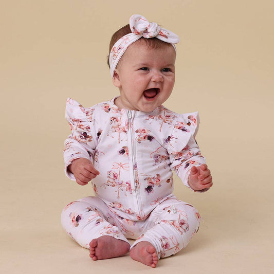 Snuggle Hunny - Carousel Organic Snugglesuit Convertible Romper with Frill