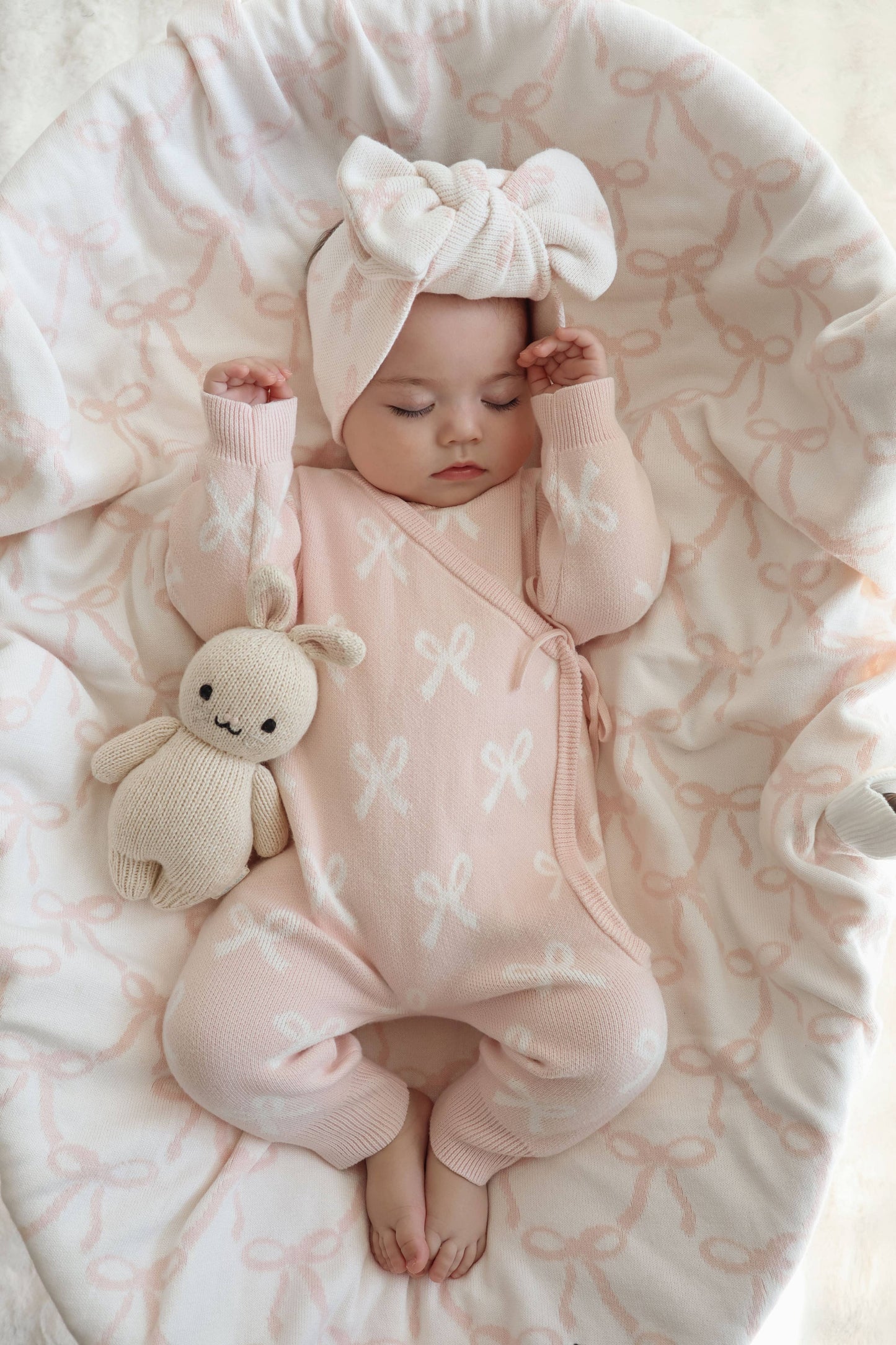 Petite + Co - Kimono Bow Romper - Baby Pink