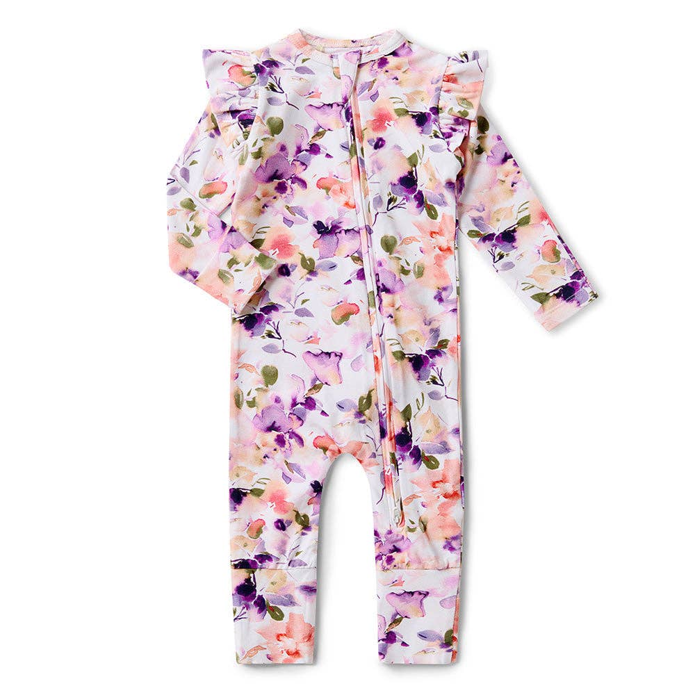 Snuggle Hunny - Blushing Beauty Organic Snugglesuit Convertible Romper with Frill