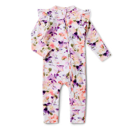 Snuggle Hunny - Blushing Beauty Organic Snugglesuit Convertible Romper with Frill