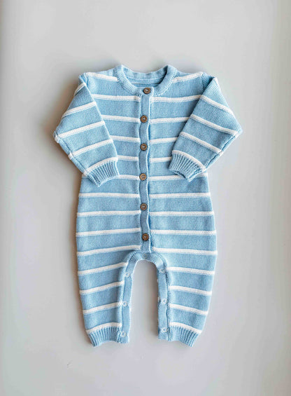 FRECKLES the label - Raised Stripe Full Romper | Arctic