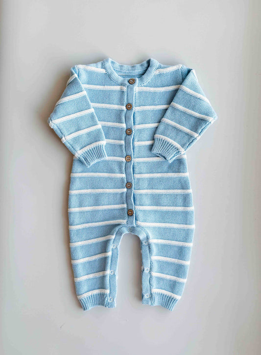 FRECKLES the label - Raised Stripe Full Romper | Arctic