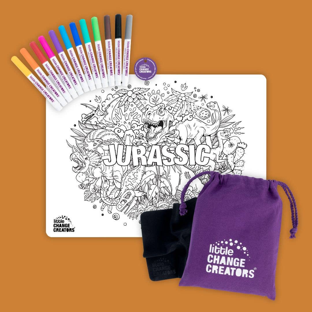Little Change Creators - JURASSIC | Re-FUN-able™ Dinosaur Colouring + Doodle Mat