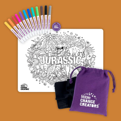 Little Change Creators - JURASSIC | Re-FUN-able™ Dinosaur Colouring + Doodle Mat