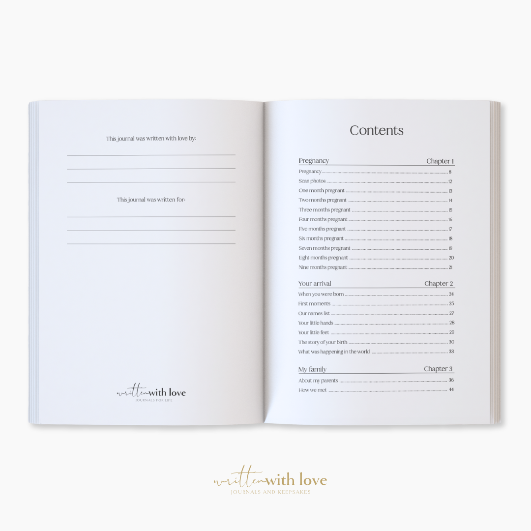 Written With Love - Baby Memory Book with Keepsake Box - Peony Pink