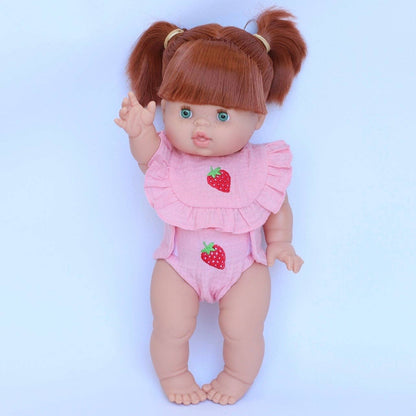 SALLI COLLECTIVE - 🍓 Strawberry Frilled Bib & Diaper Doll Set 34-38cm dolls