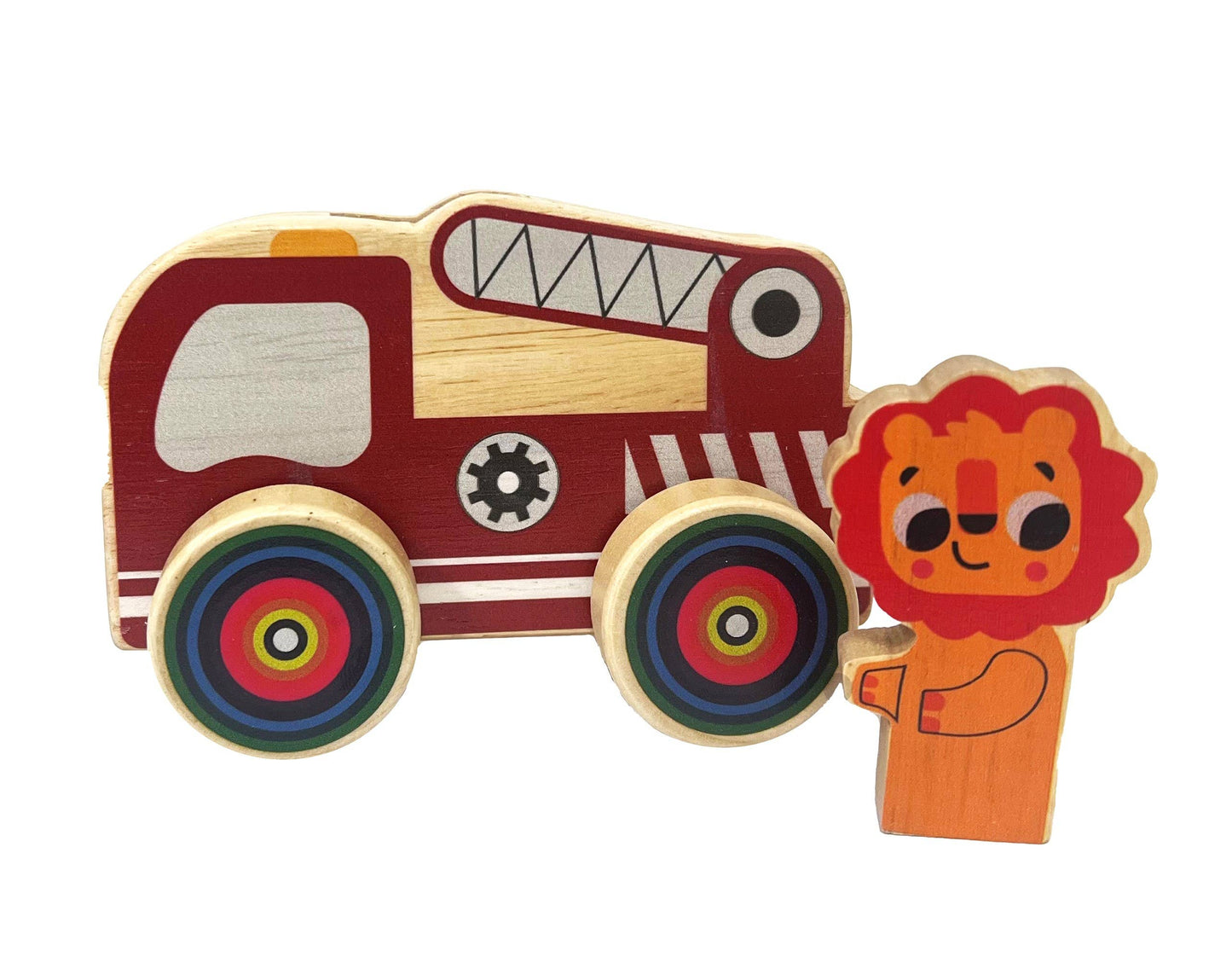 ToysLink - Wooden Mini Wheelie Emergency Vehicles with Animals