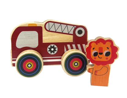 ToysLink - Wooden Mini Wheelie Emergency Vehicles with Animals