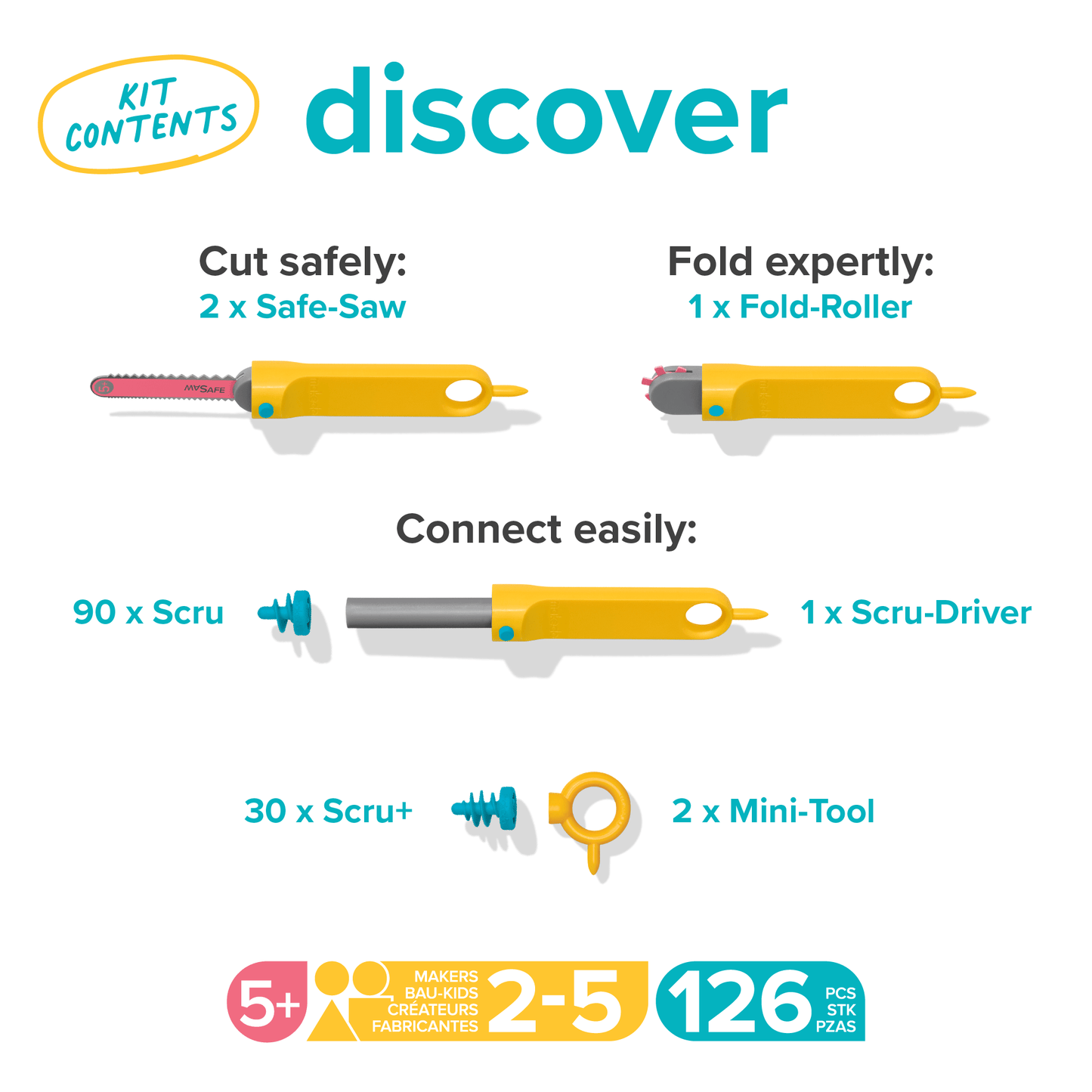Makedo Australia - Discover Kit | Makedo Cardboard Construction for 2-5 Makers