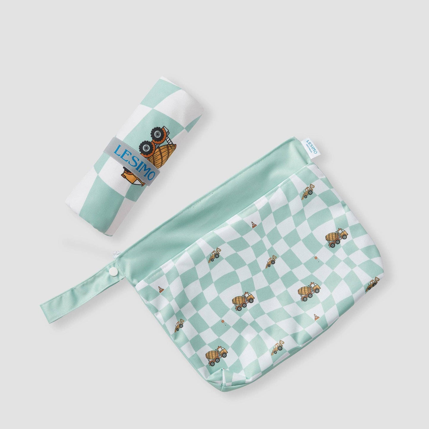 LESIMO - Sand Free Kids Hooded Towel - Busy Trucks