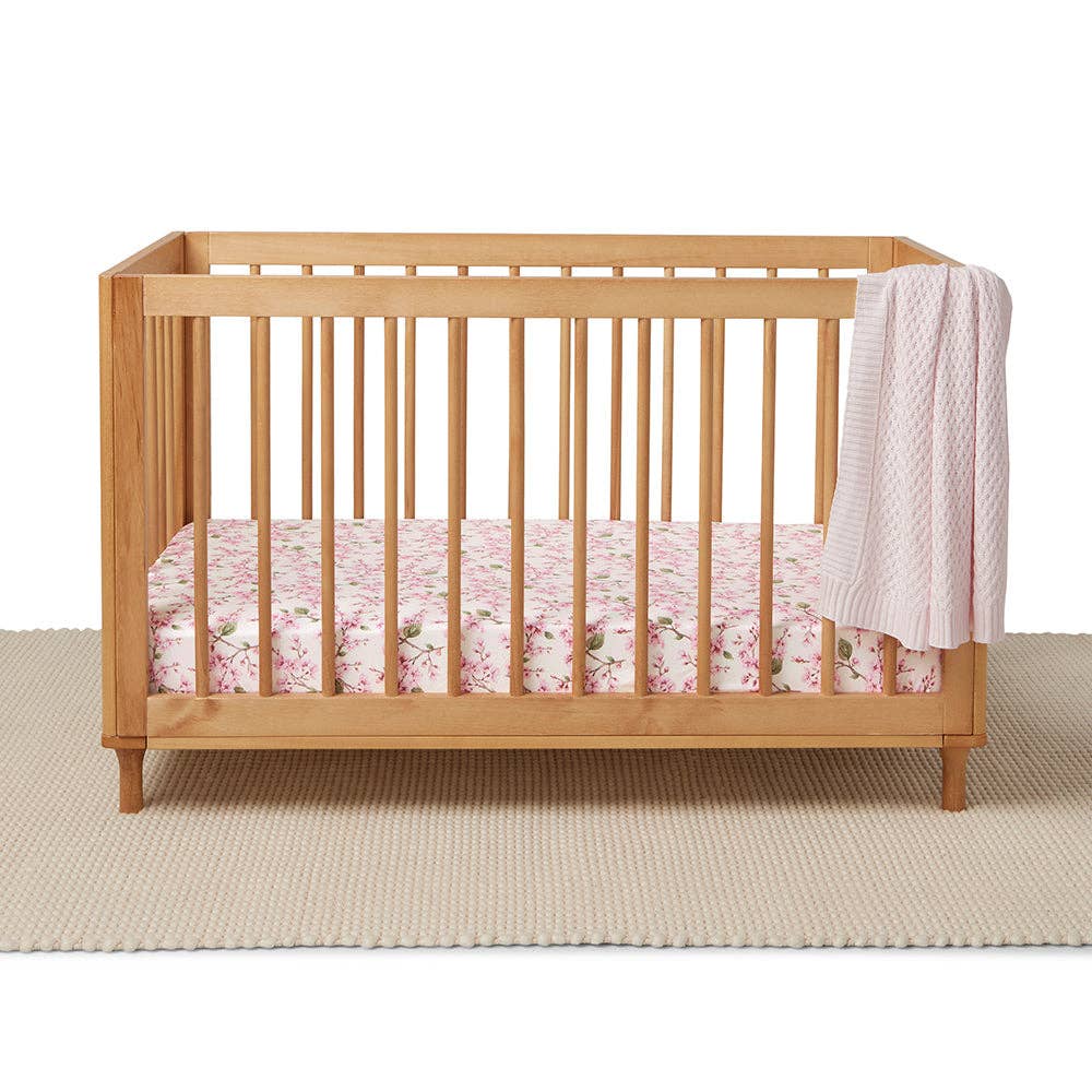 Snuggle Hunny - Cherry Blossom Organic Fitted Cot Sheet