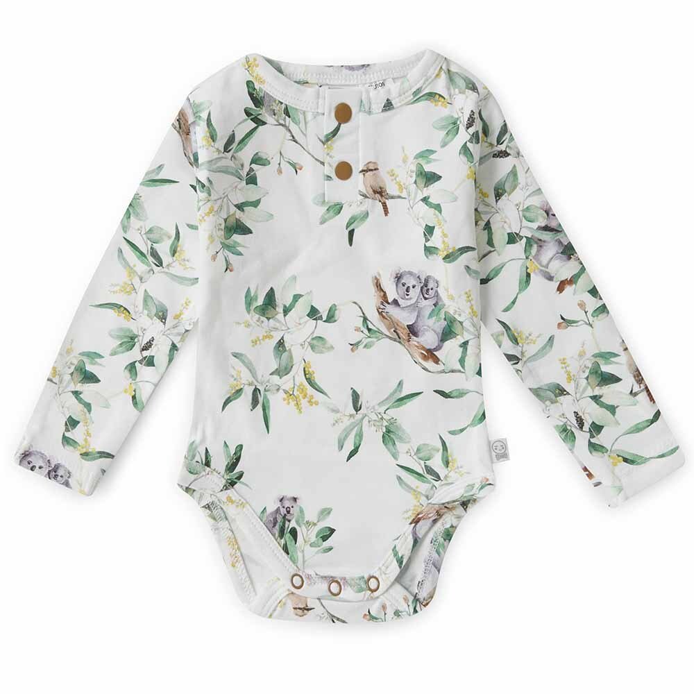 Snuggle Hunny Eucalypt Long Sleeve Organic Bodysuit