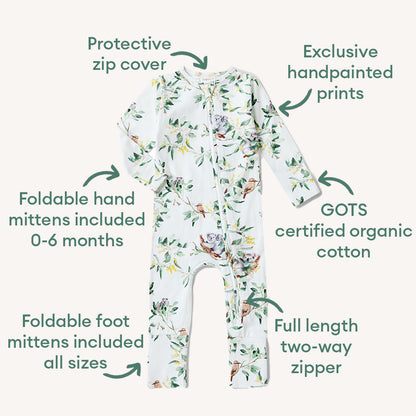 Snuggle Hunny - Eucalypt Organic Snugglesuit Convertible Romper