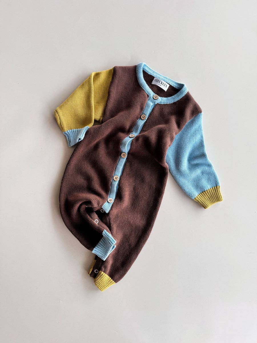 FRECKLES the label - Cotton Knit Romper | Brown/Blue/Green