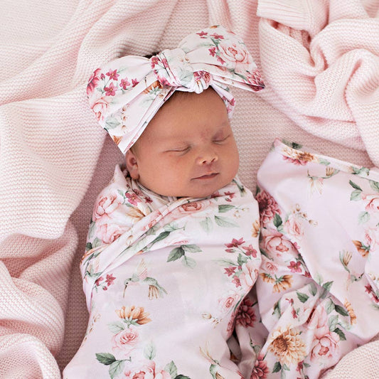 Snuggle Hunny - Birds & Blooms Organic Oversized Bow