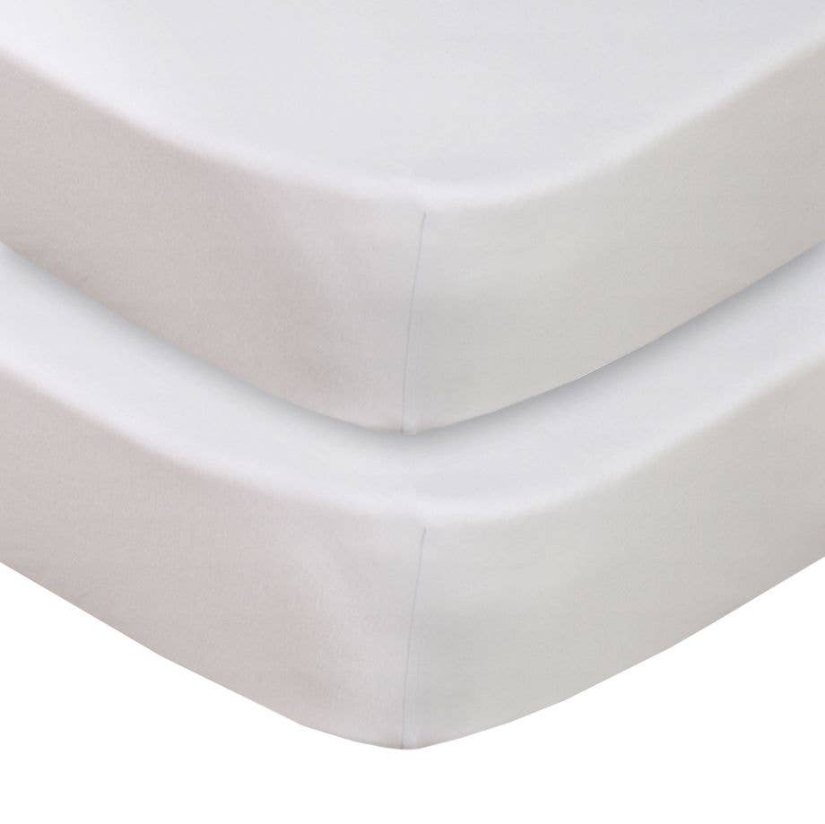 Living Textiles -  2 Pack Jersey Cot Fitted Sheet - White