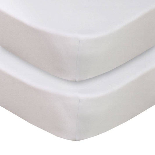 Living Textiles -  2 Pack Jersey Cot Fitted Sheet - White