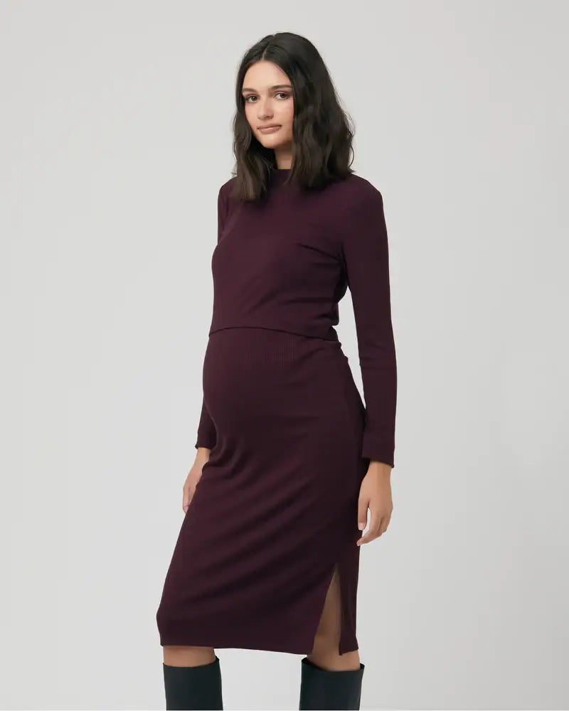 Ripe Maternity - Ruby Rib Nursing Dress