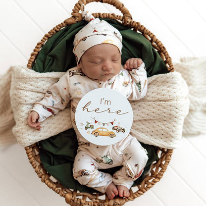 Snuggle Hunny - Vintage Cars Organic Snugglesuit Convertible Romper