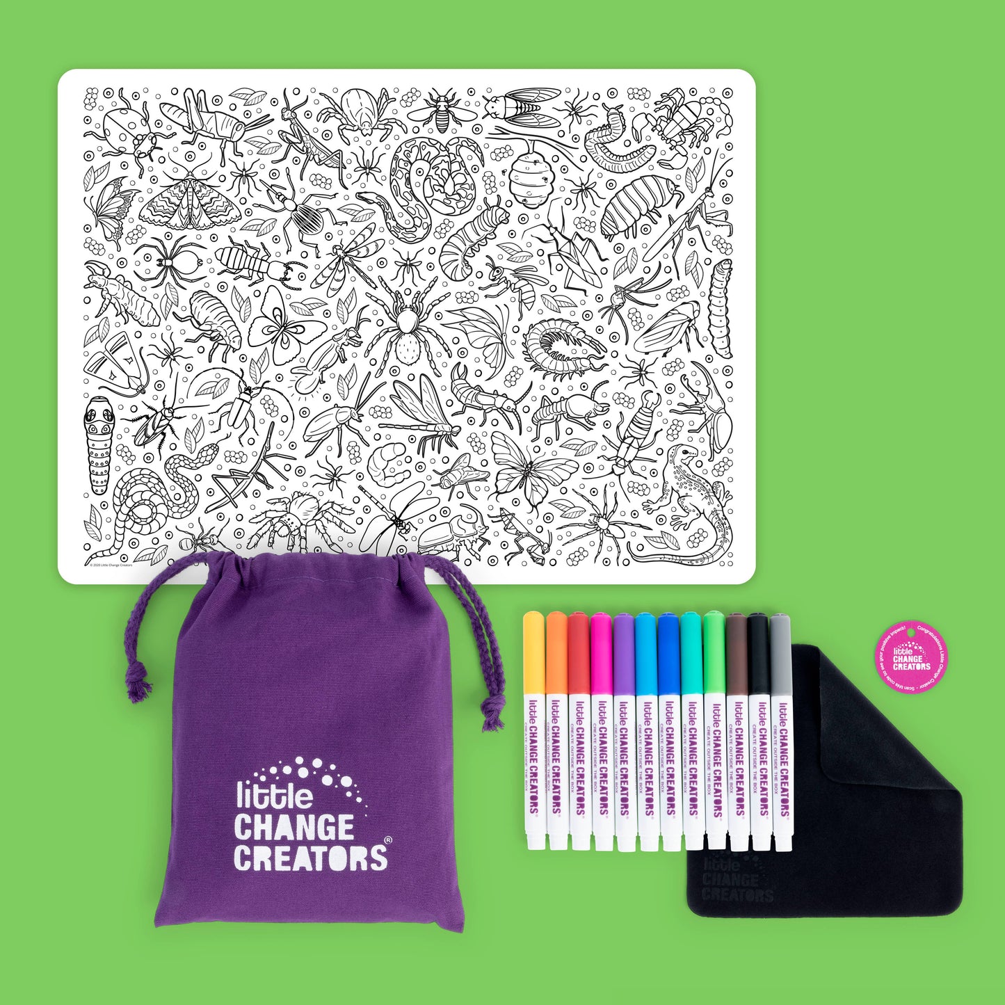 Little Change Creators - CRAWLIES | Re-FUN-able™ Silicone Colouring Placemat