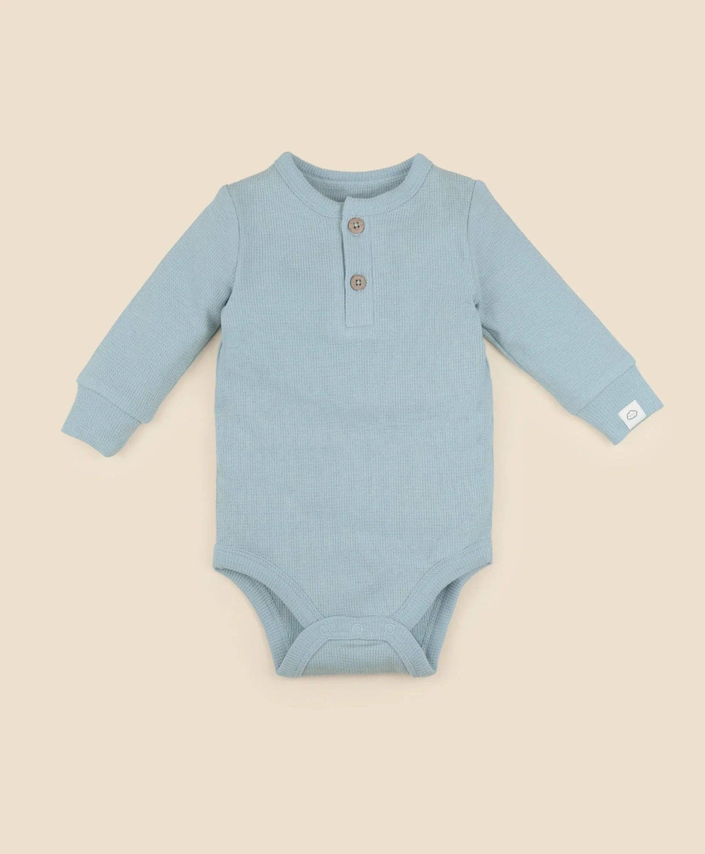 Lūmmi in Colour Babywear - Organic Cotton Waffle Long Sleeve Bodysuit - Dusk Blue
