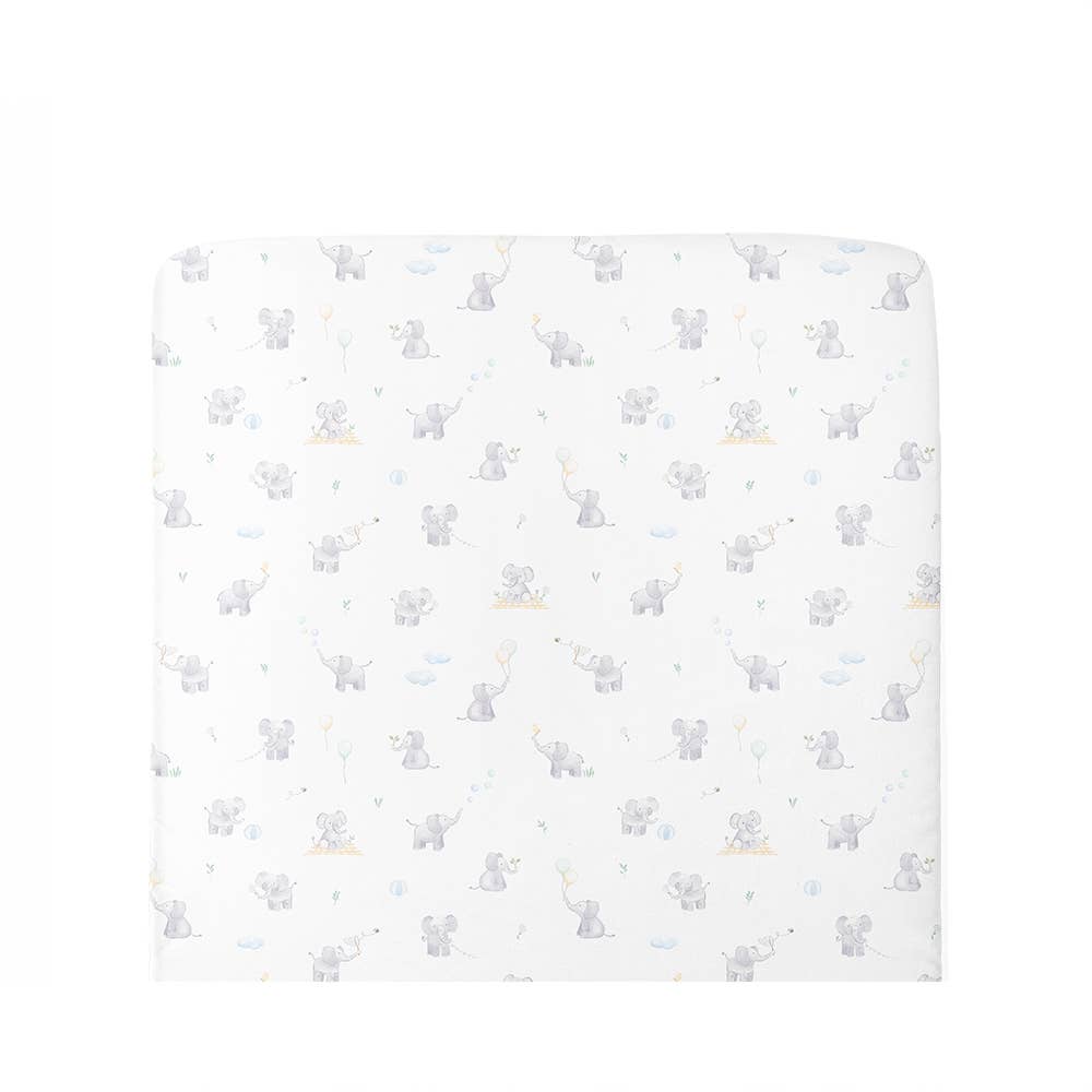 Living Textiles - Organic Port-a-Cot Fitted Sheet - Elephant Playtime