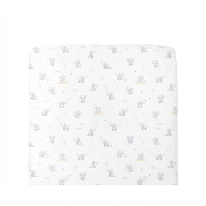 Living Textiles - Organic Port-a-Cot Fitted Sheet - Elephant Playtime