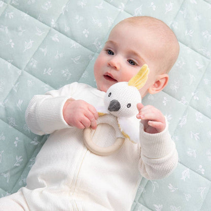 Living Textiles - Ring Rattle - Cockatoo