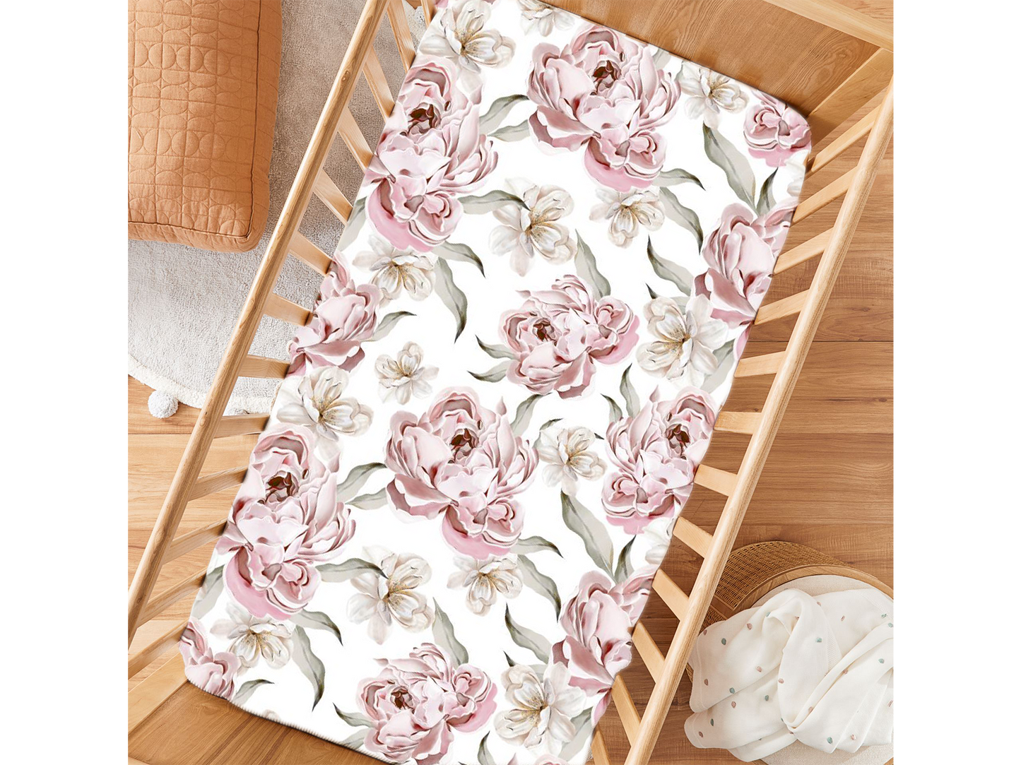 Savannah and Three - Peony Paradise Cot Sheet