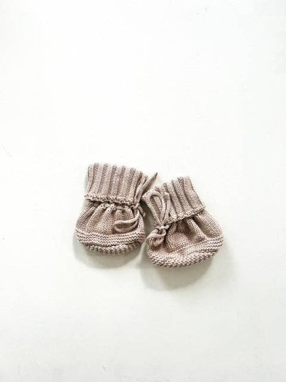 Petite + Co - CUFF NEWBORN LACE BOOTIES - TEDDY BROWN