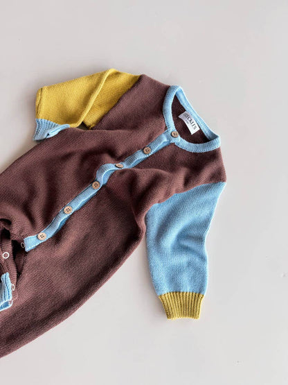 FRECKLES the label - Cotton Knit Romper | Brown/Blue/Green