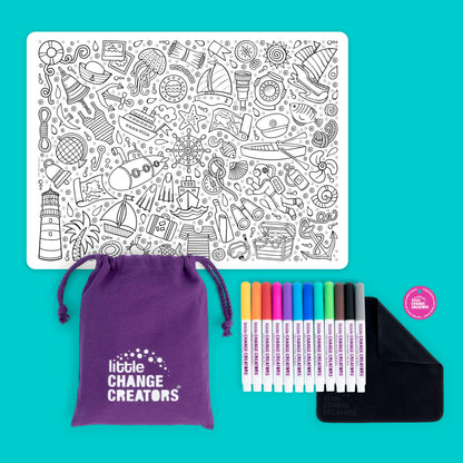 Little Change Creators - SEASIDE | Eco-Friendly Kid's Wipeable Colouring Set