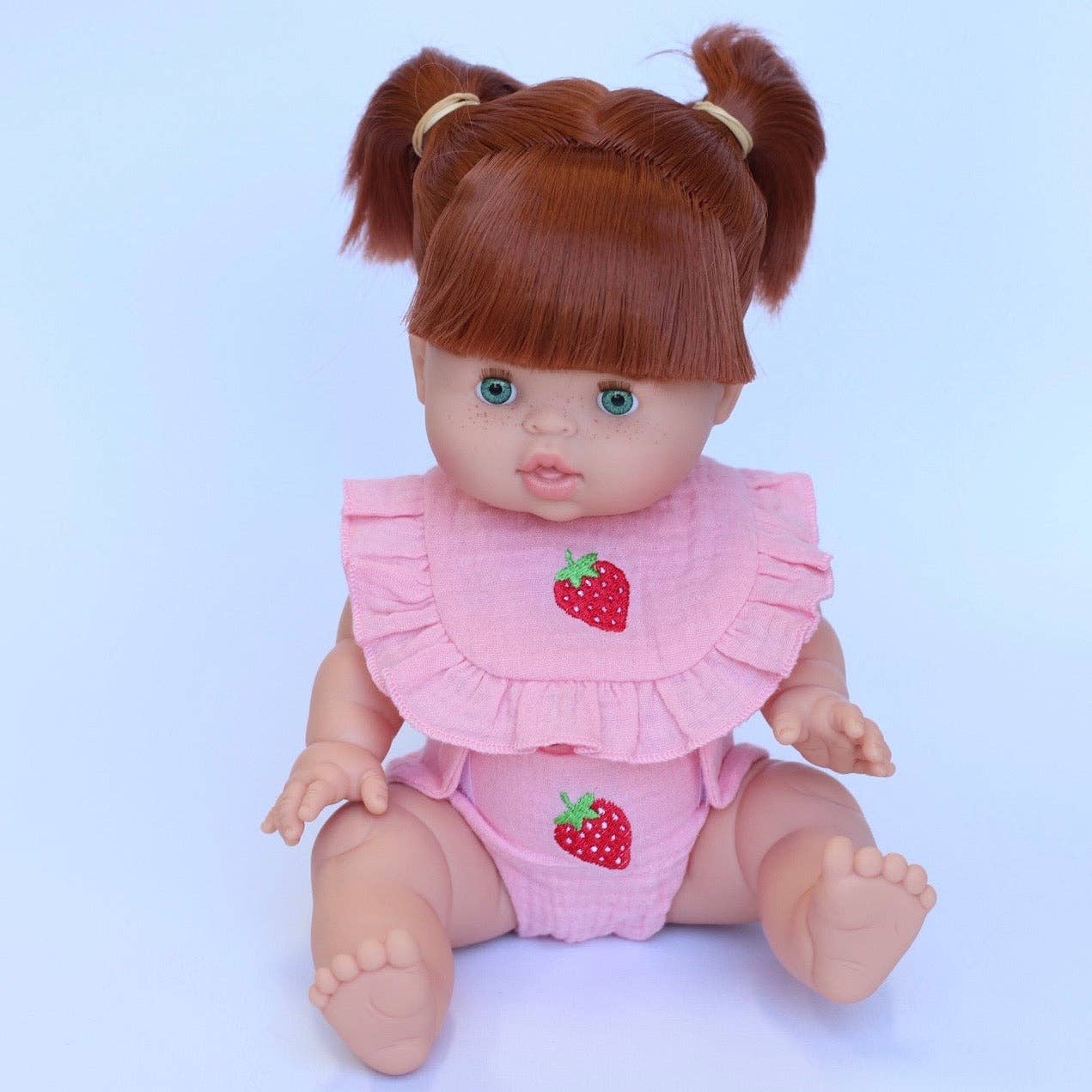 SALLI COLLECTIVE - 🍓 Strawberry Frilled Bib & Diaper Doll Set 34-38cm dolls