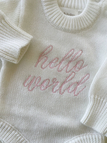 Elke & Indigo - Hello World L/S Romper - White/Pink