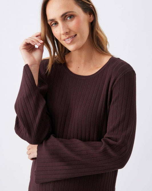 Ripe Maternity - Dallas Rib Knit Nursing Top Cocoa